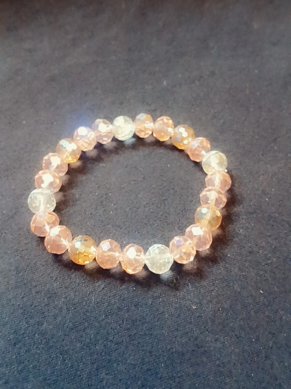 Faceted Pink and Clear Bead Stretch Bracelet